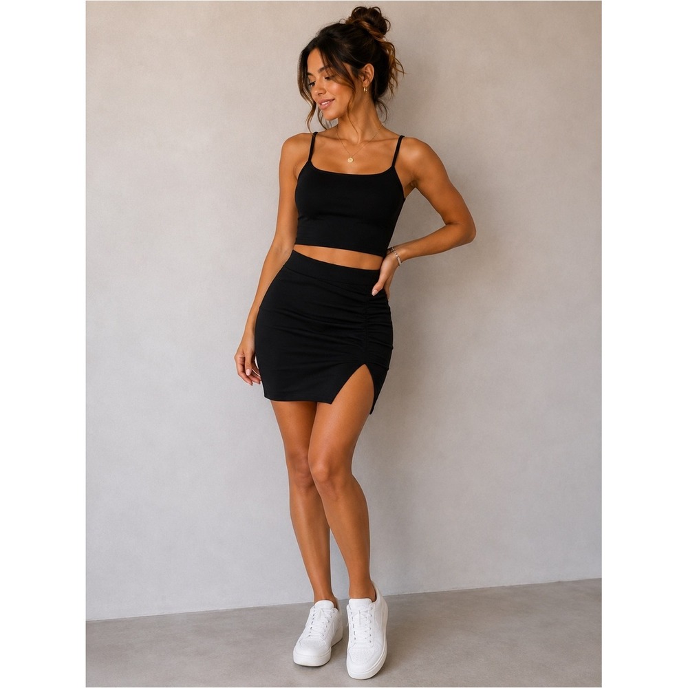 SHEIN Front-Slit Mini Skirt